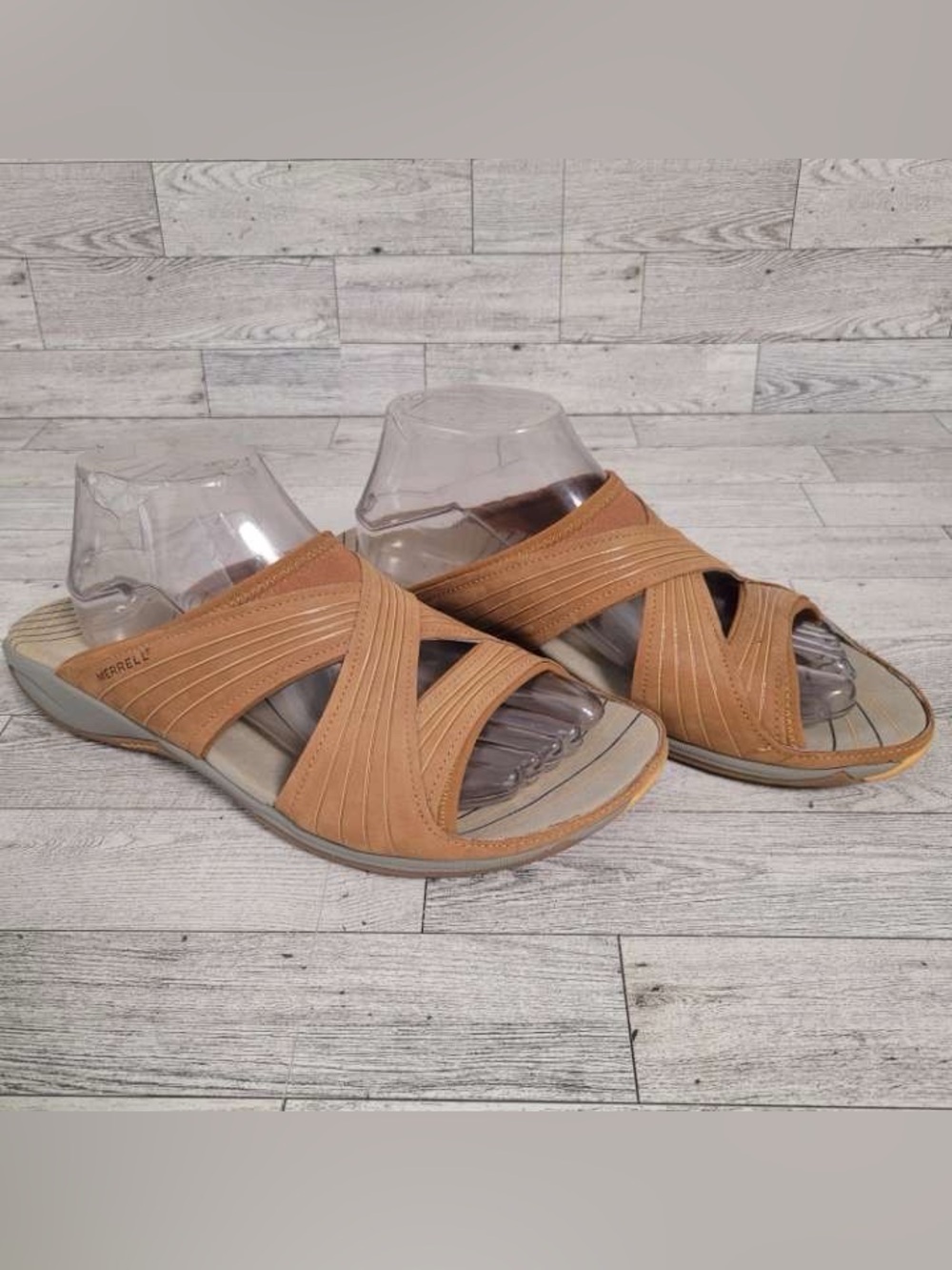 Women’s Merrell Heather Ginger Brown Bungee Sport Sandals Slides Size 10